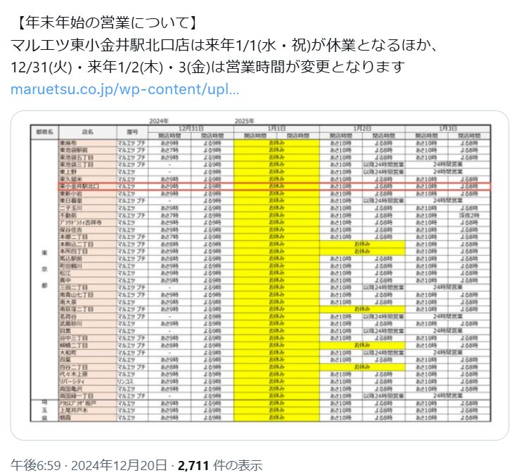 マルエツ　年末年始　2025-2026　営業時間　営業日